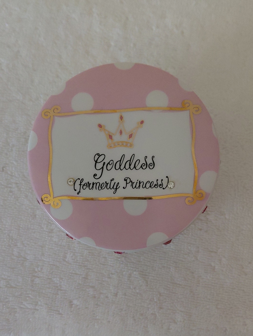 Goddess (Formerly Princess) Pink Polka Dot Ceramic Jewelry Box